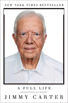 A white book cover shows President Jimmy Carter and the title A Full Life