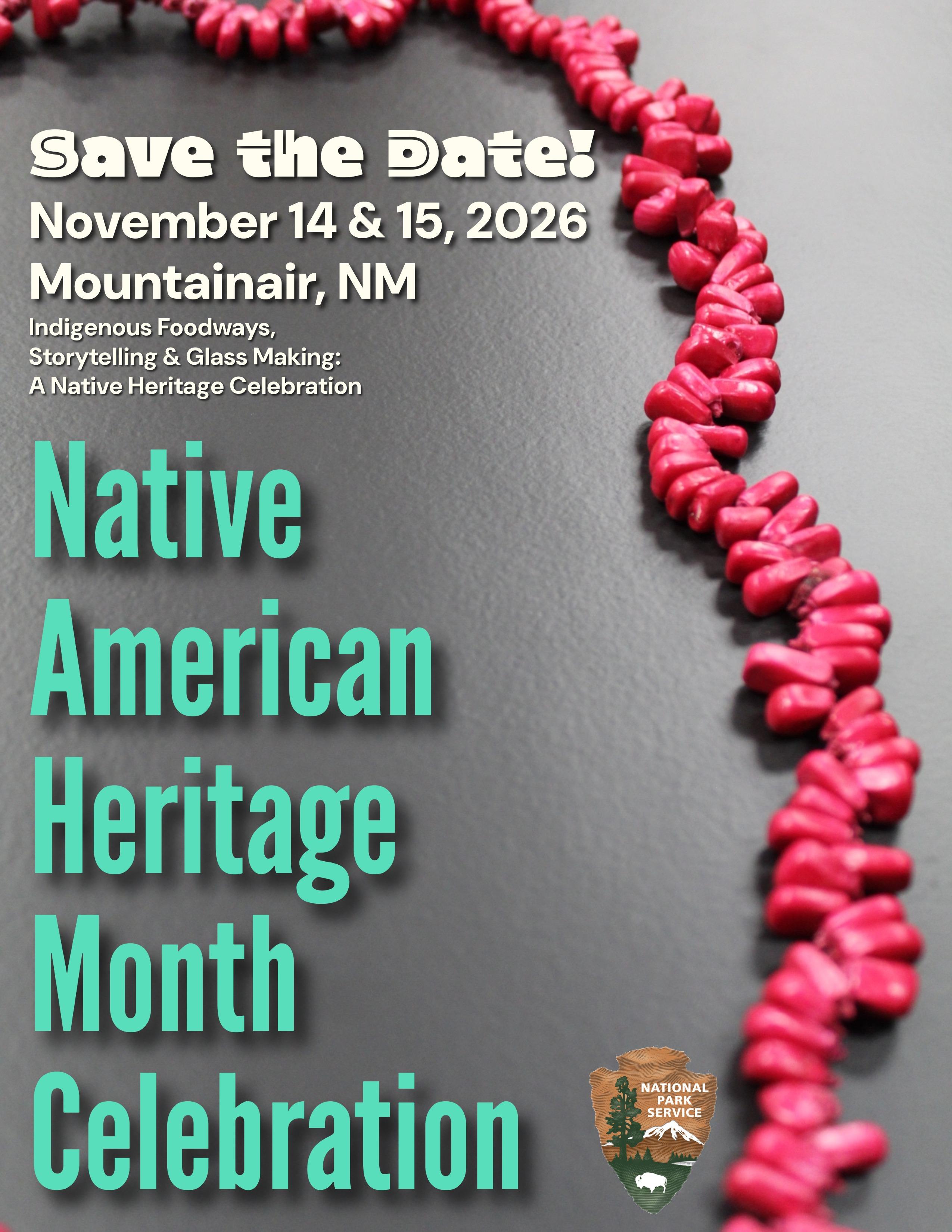 Flyer for a National Park Service Native American Heritage Month Celebration.