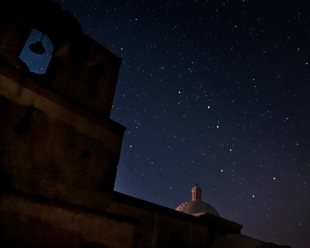 starry sky over church dome