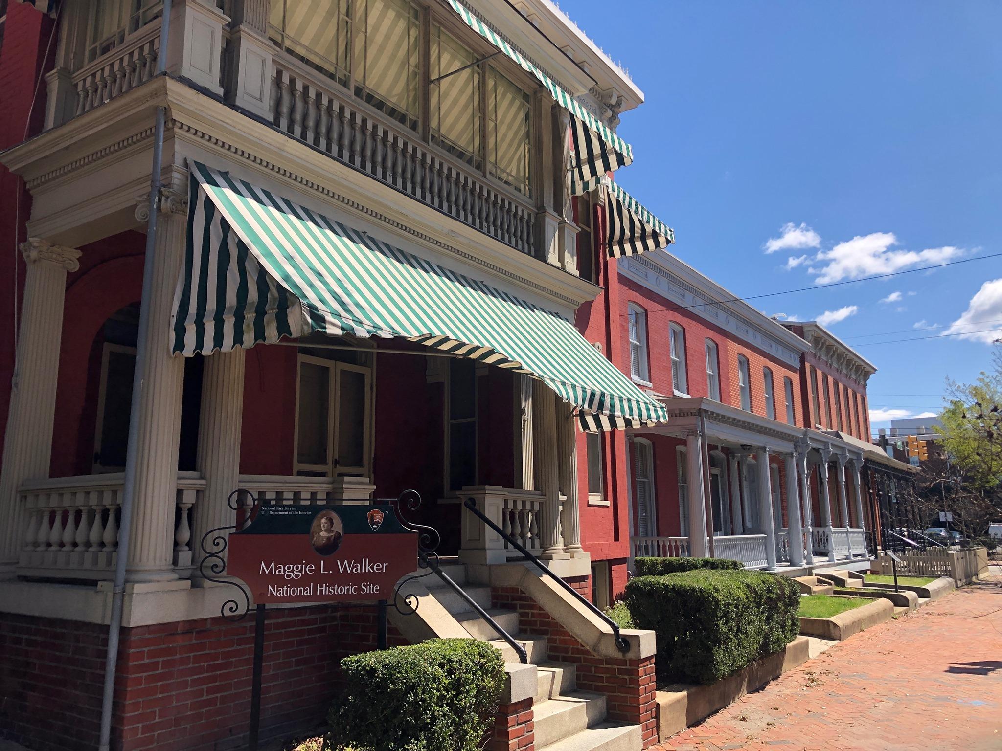 Outside of Maggie L. Walker's home looking east on a sunny day