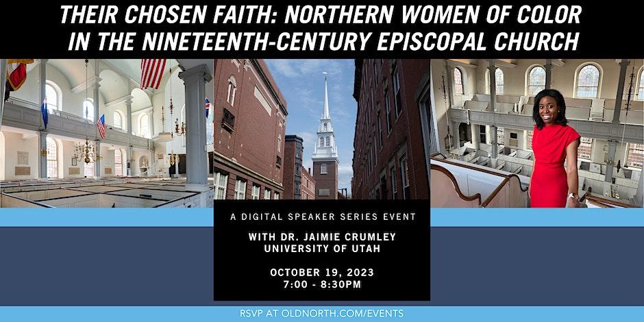 Graphic for speaker series has interior and exterior images of Old North and Dr. Jaimie Crumley