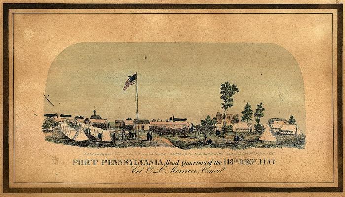 Sketch of Fort Reno during the Civil War