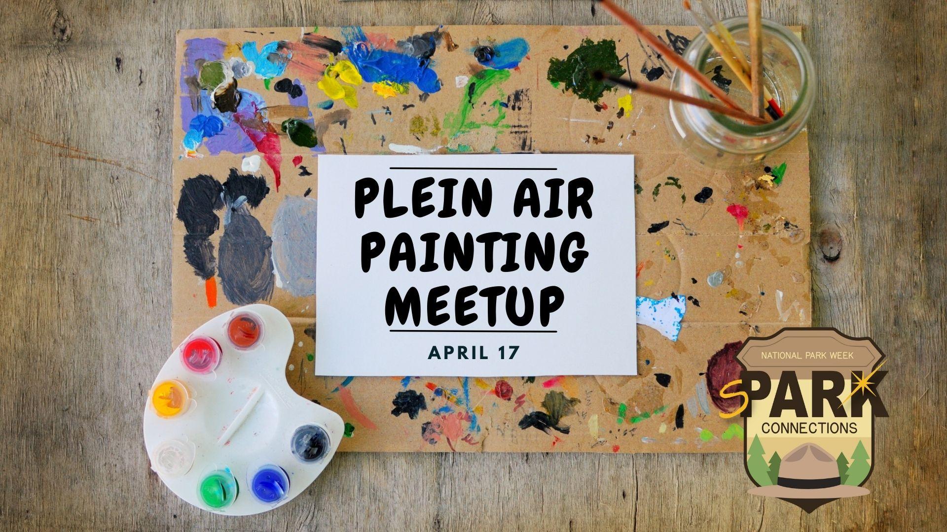 A colorful painted sign advertising the Plein Air Painting Meetup