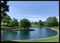 Pond on the south end of the Gateway Arch grounds