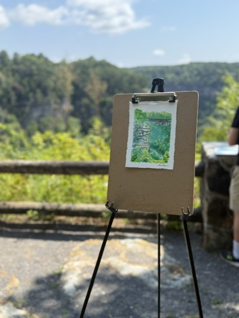 art on artboard with canyon in the background