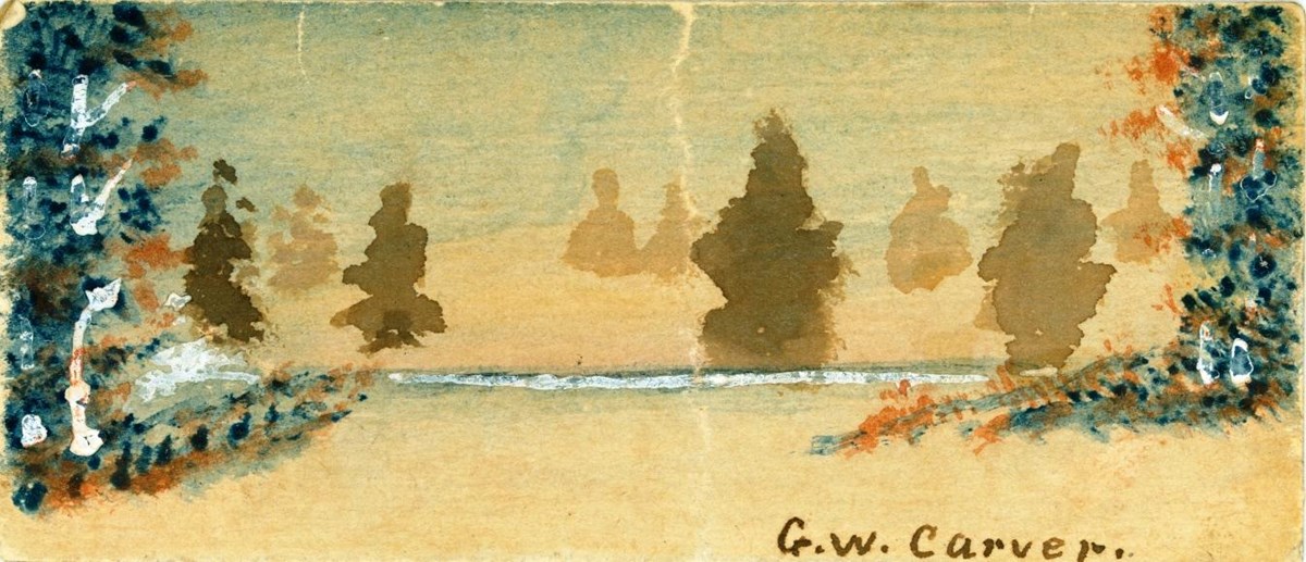 Hand-painted Christmas card by George Washington Carver