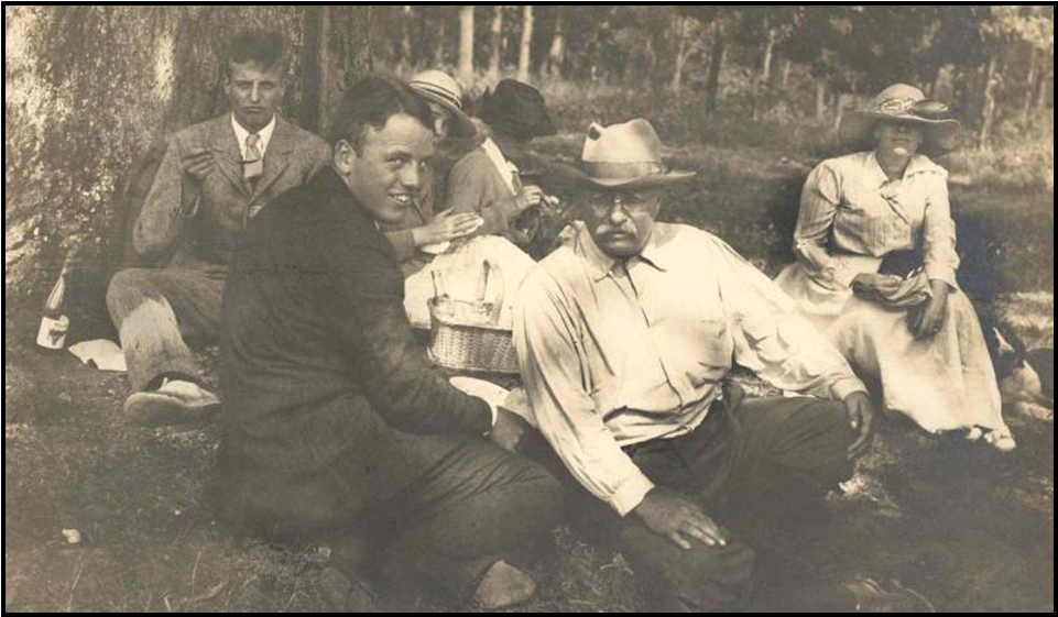 a sepia toned photo of the Roosevelt family enjoying their estate