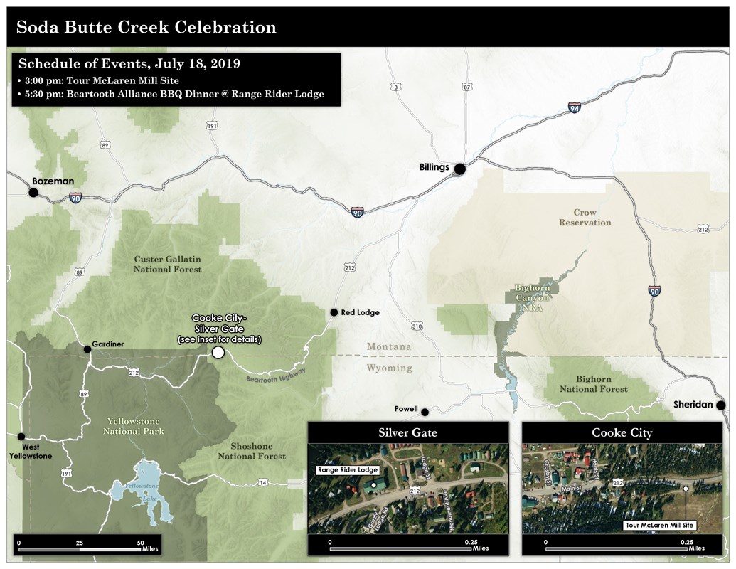 Map of the Cooke City, Silver Gate Celebration location