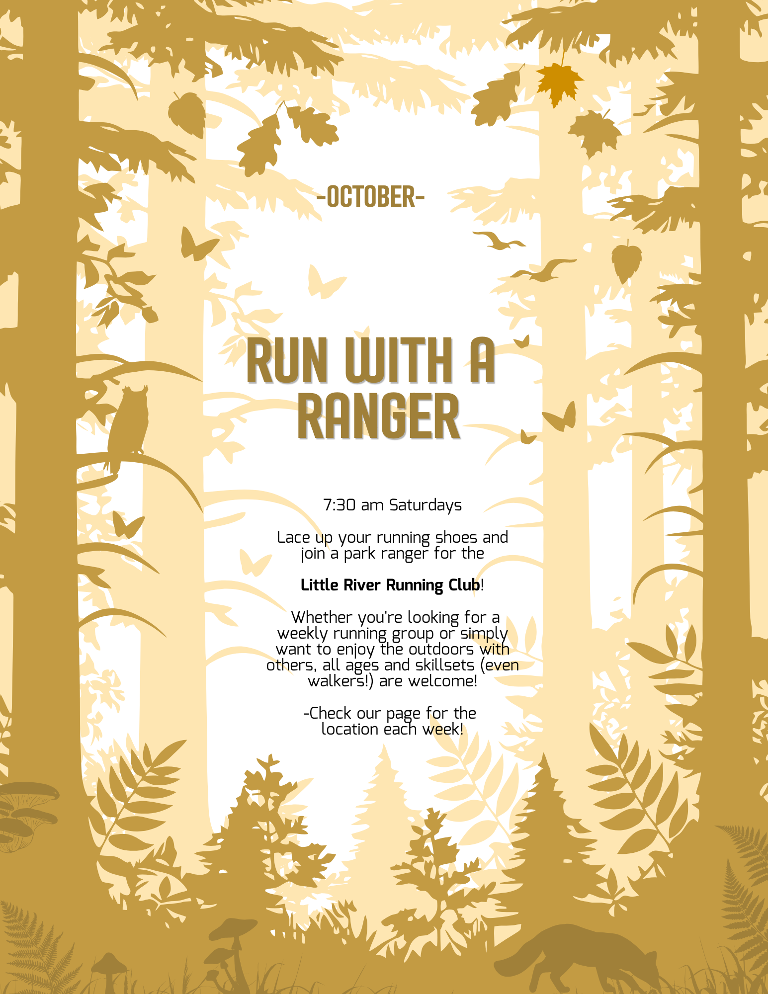 event flyer brown trees and plants