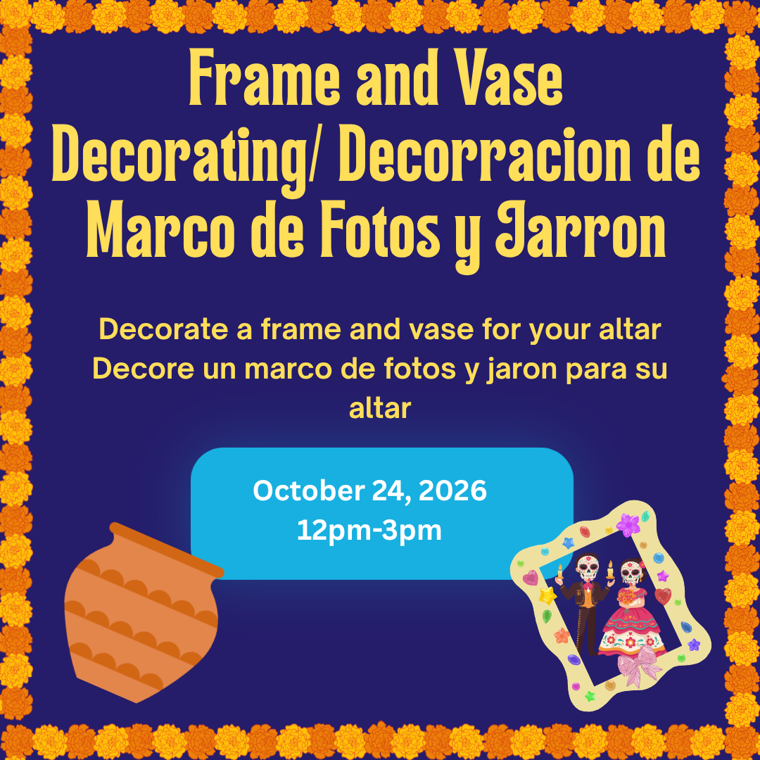 image with text describing this program; features flower border, a canvas on easel, and a palette