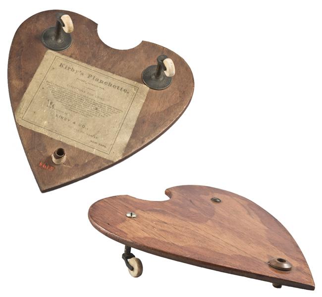 A wooden planchette from the 1860s, used to communicate with the spirit world.