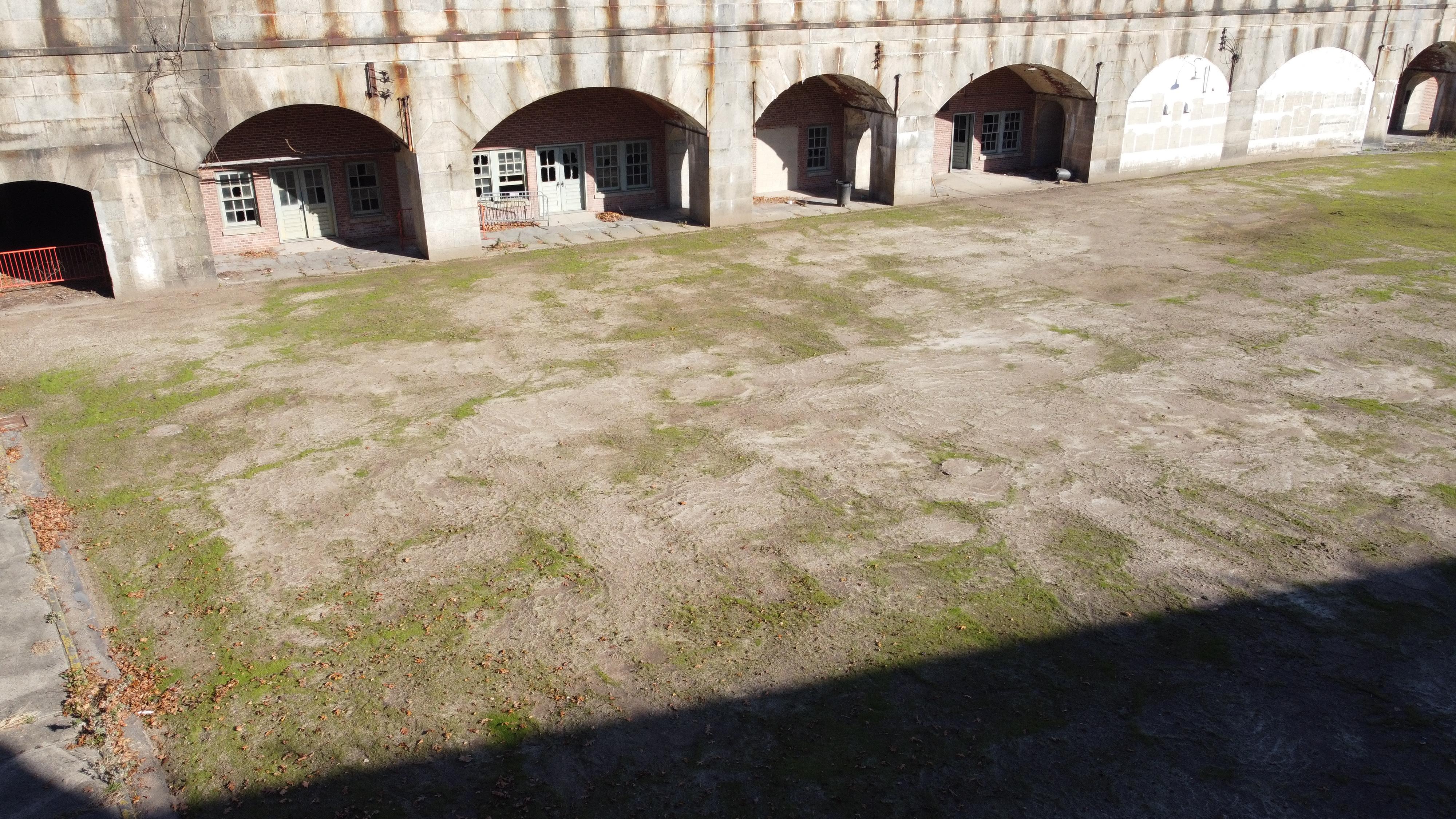 Casemates and parade ground of a historic fort