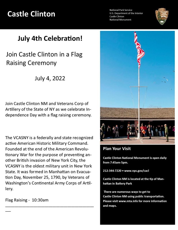 Flyer for July 4th flag raising ceremony