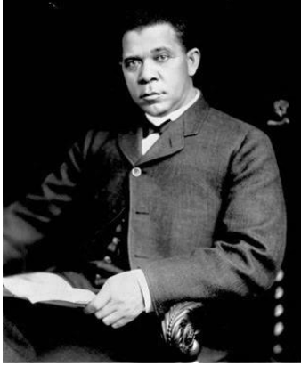 Black and white portrait of Booker T. Washington