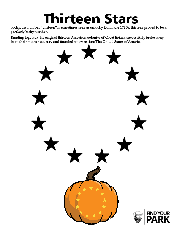 A pumpkin stencil of 13 stars in a circle