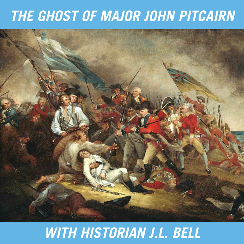 old north graphic feature scene of battle of bunker hill with a man fallen as two sides clash
