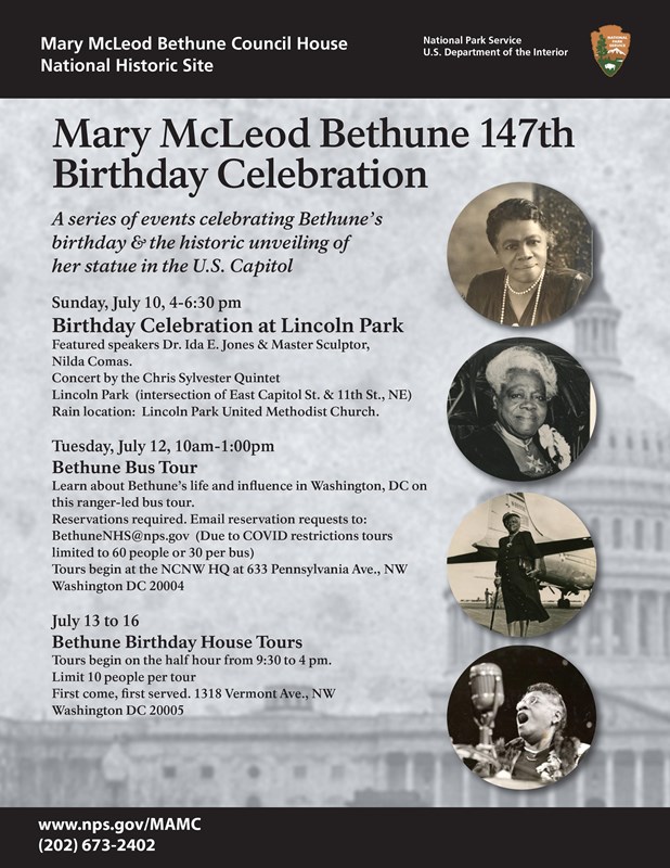Flyer for Mary McLeod Bethune Birthday Celebration