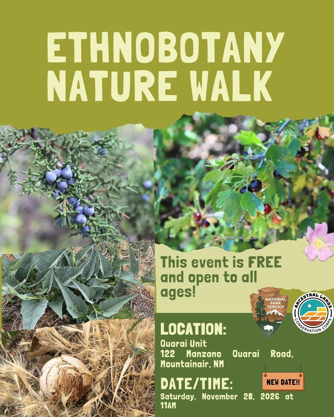 An event flyer with dates and times. The flyer includes photos of various plants and flowers.