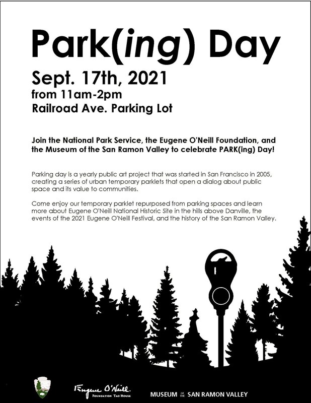 Poster advertising 2021 PARK(ing) Day in Danville.