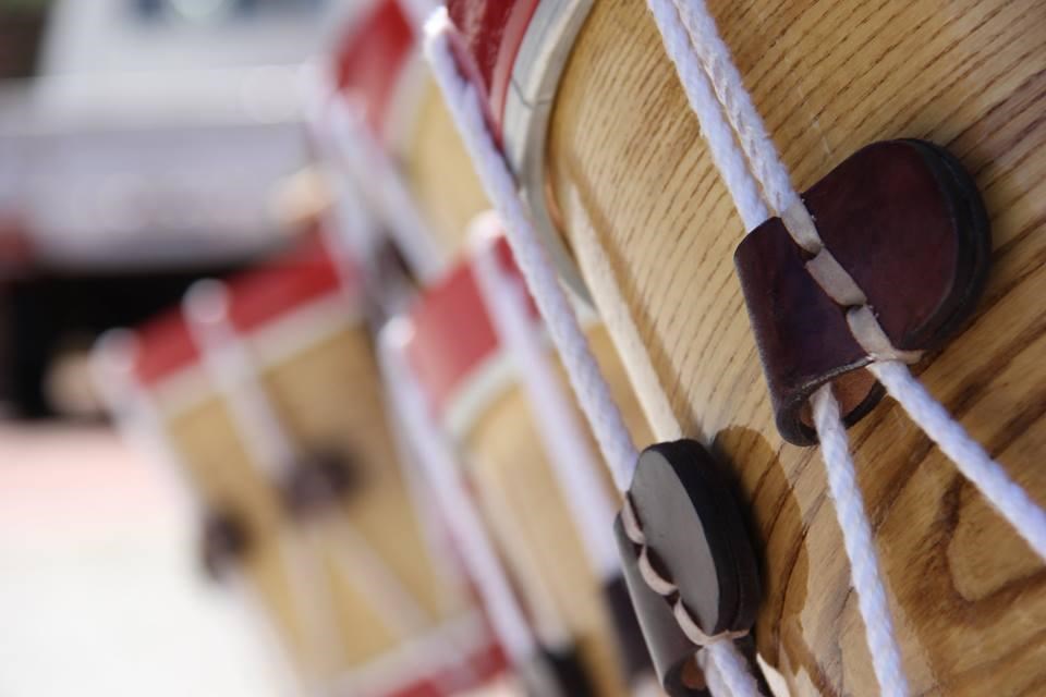 rope-tension wooden drums with leather ears