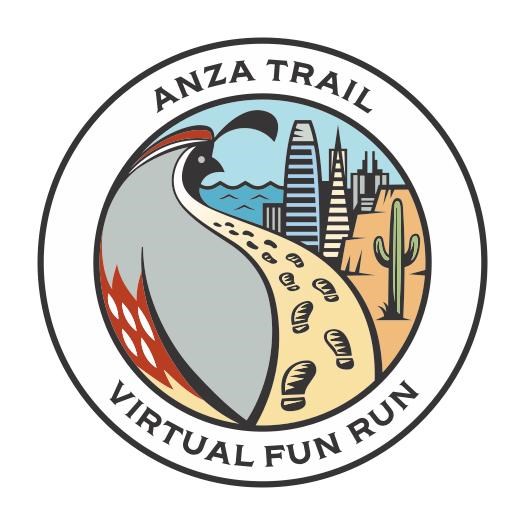 The event logo: a stylized trail with footprints through the desert and leading to a city.
