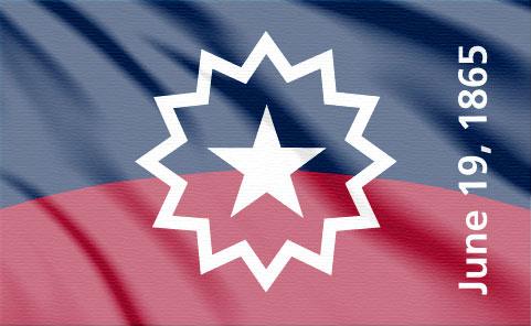 Flag top half blue and lower half red with a five point star in center encircled by a larger star.