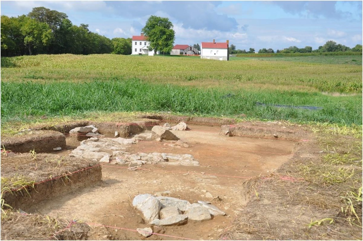 Excavated archaeology site and Best Farm structures