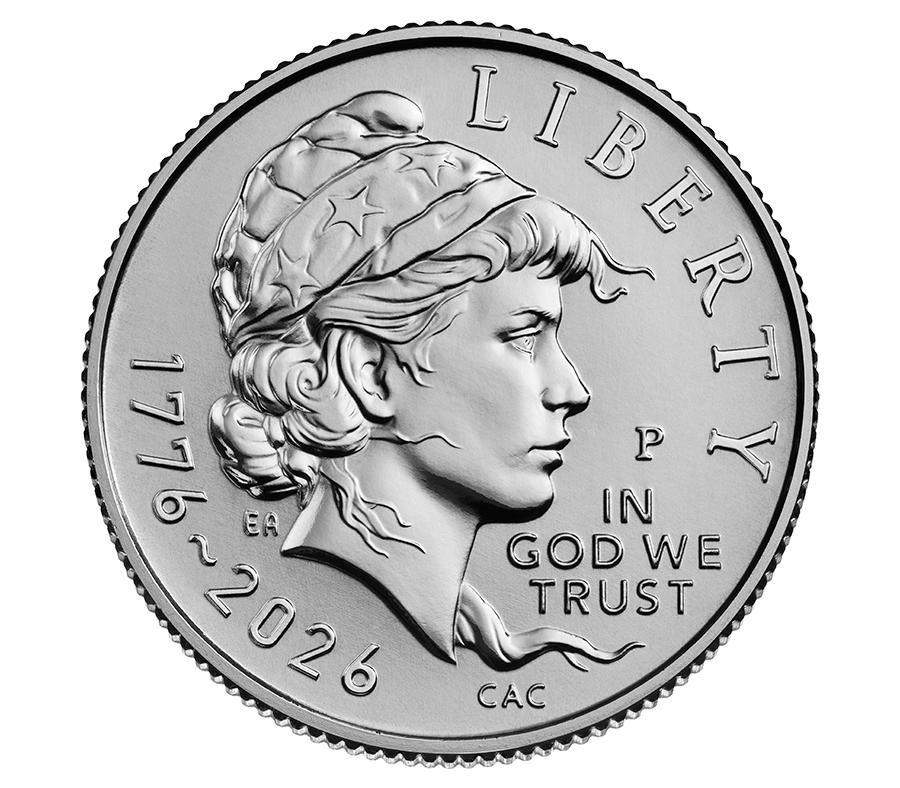 the 250th anniversary dime. It features lady liberty with a liberty cap. The words 1776-2026 Liberty