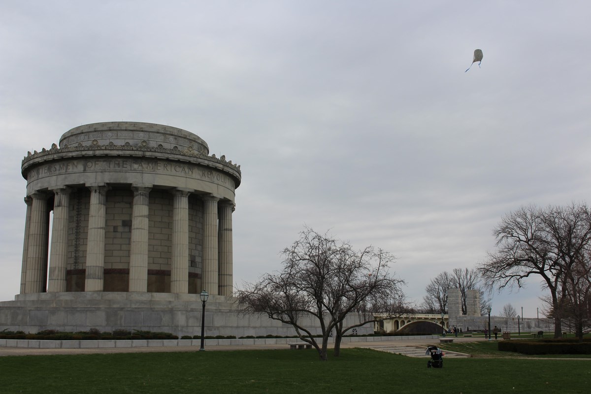 Kite flying next to the Clark Memorial