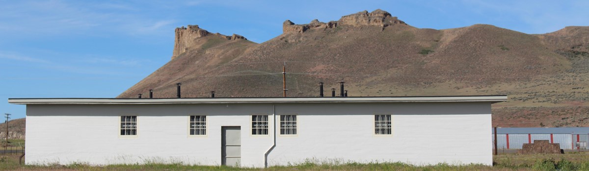 Tule Lake Jail with Castle Rock in the background