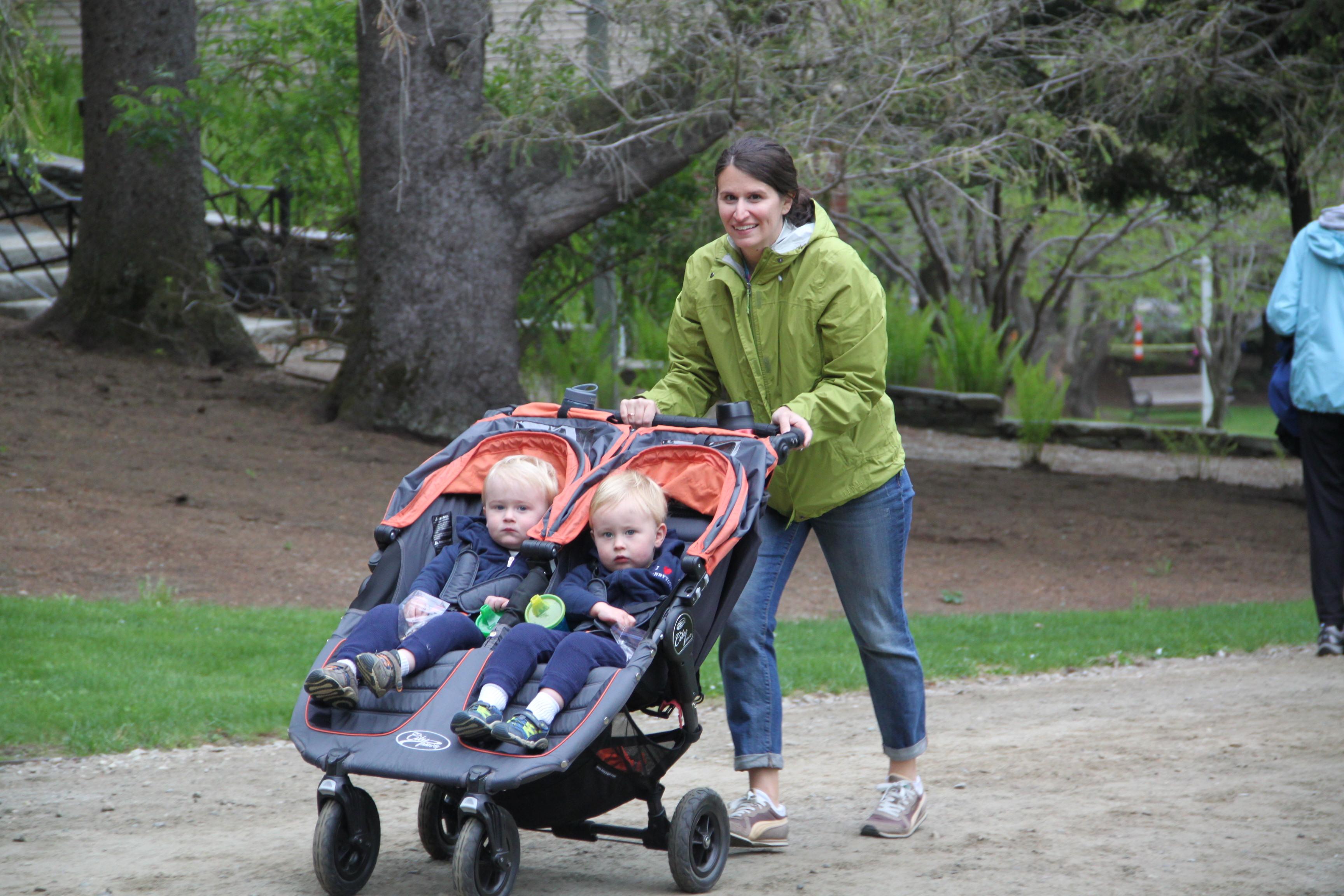 Road to the Pogue Bethany with twins in stroller