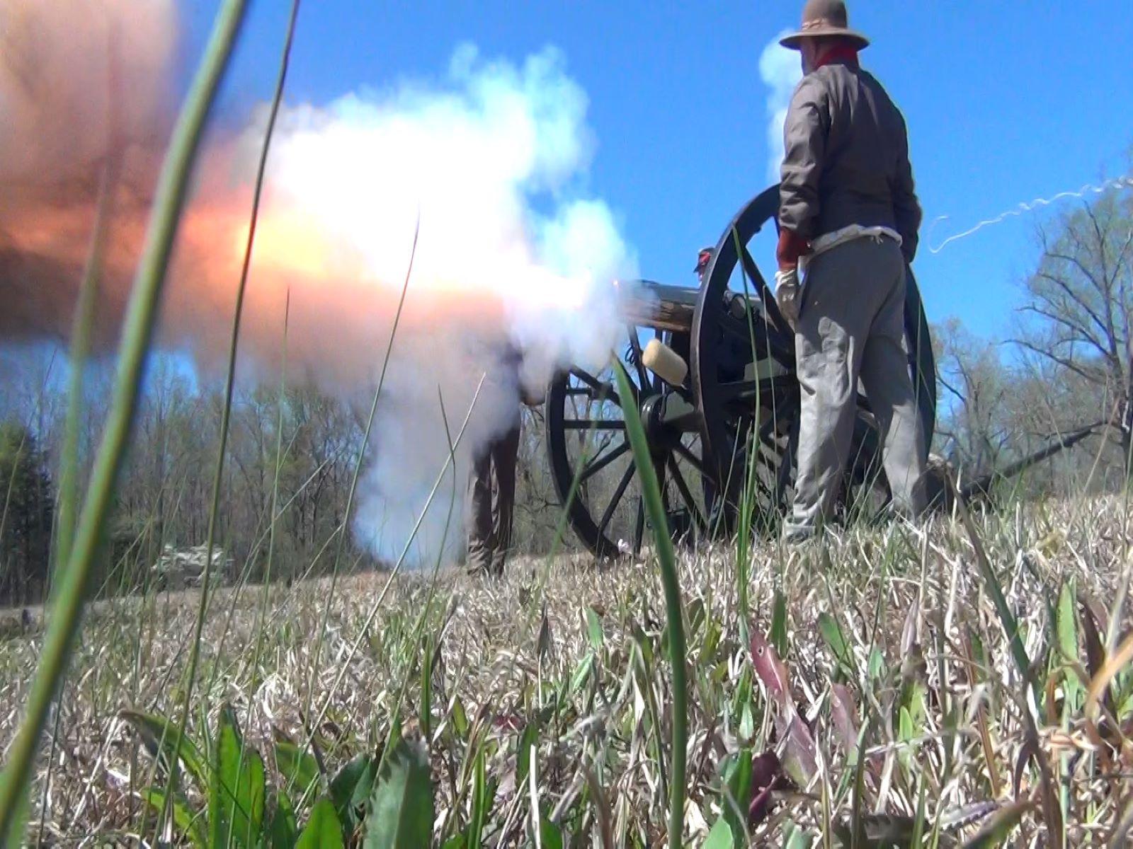 cannon fire with soldier