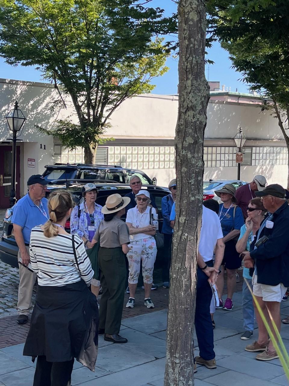 Former ranger, Lucy, giving a walking tour in the historical district