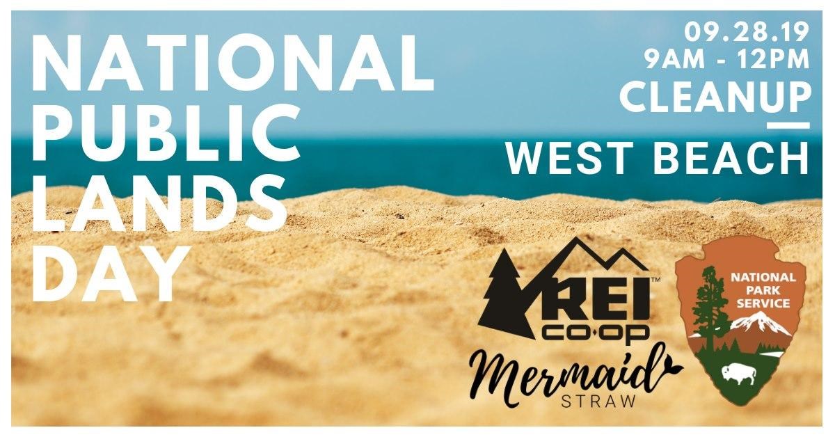 National Public Lands Day Banner with the beach as a background