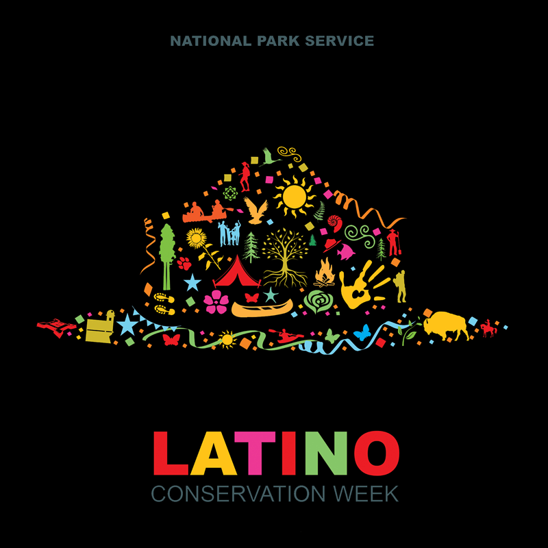 Latino Conservation Week Logo with a bright geometric flat hat design.