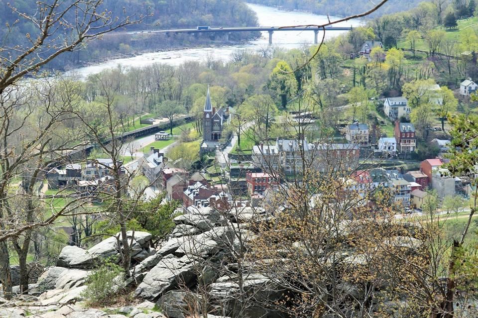 View of the historic town of Harpers Ferry from the Maryland Heights overlook