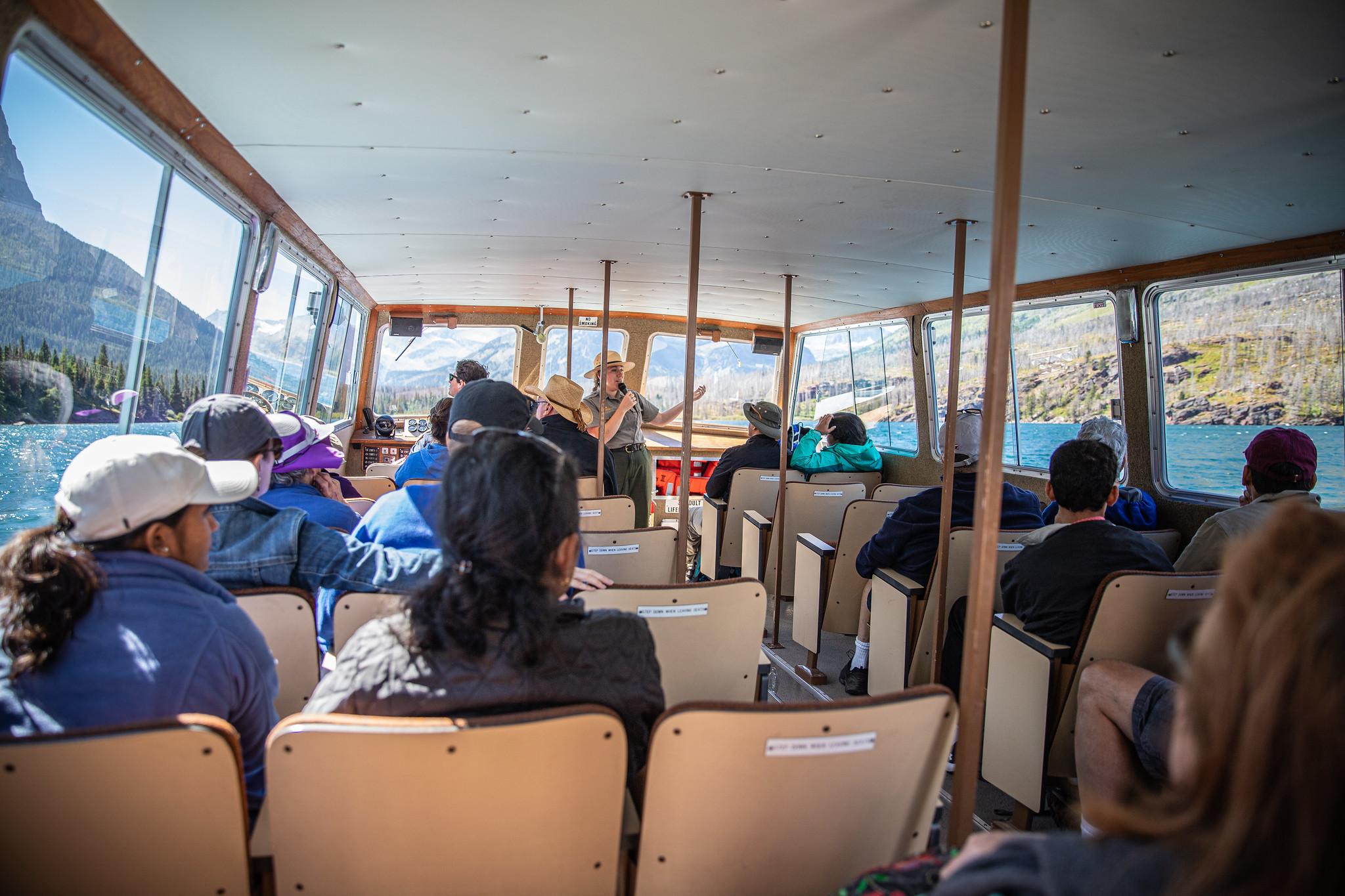 park ranger leading a boat tour
