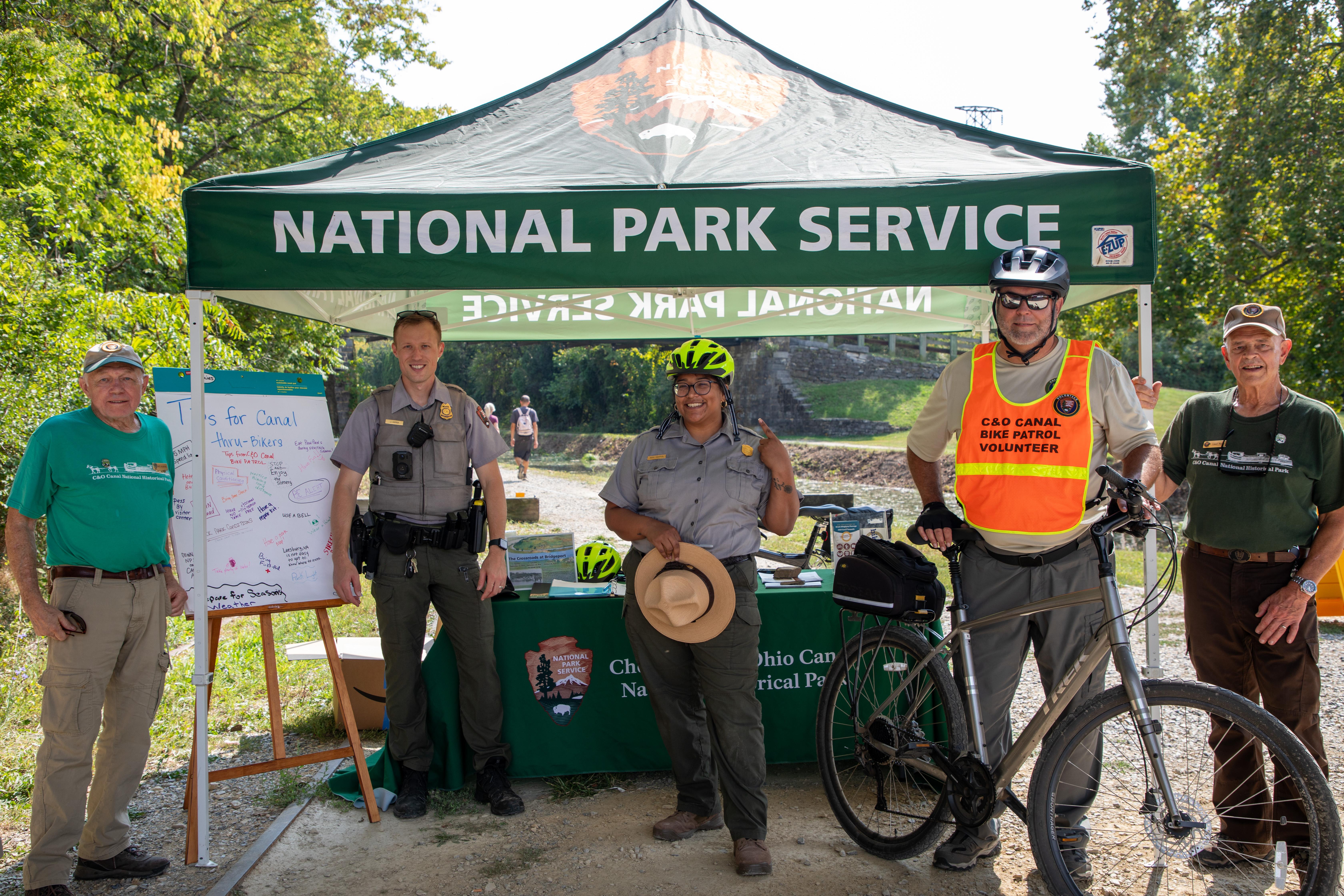 Park staff and volunteers at bike safety event