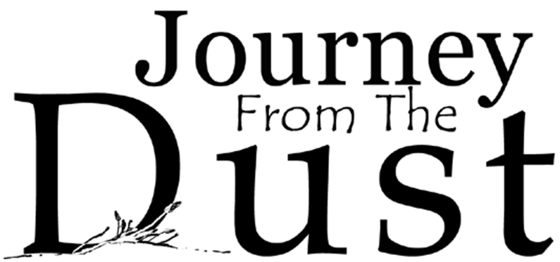 Large text reads "Journey from the Dust," with a small piece of grass in front of the word "Dust."