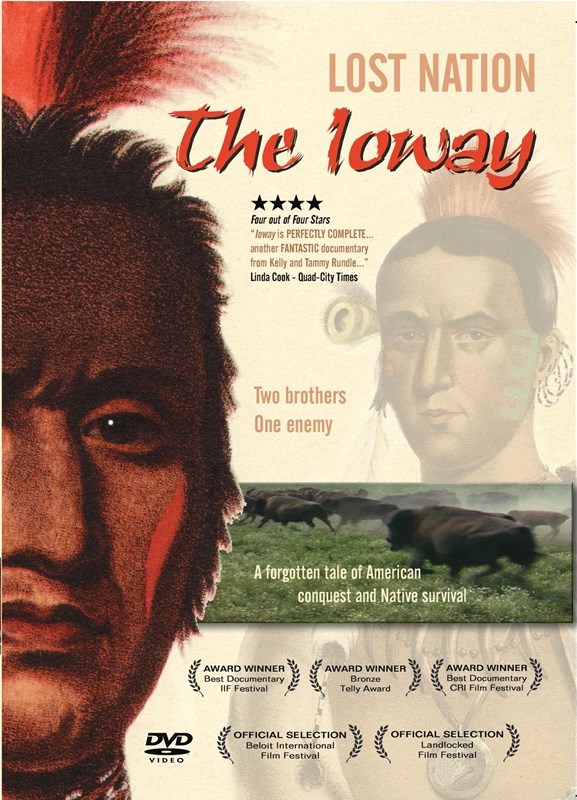 Image of film poster that depicts a painting of a male member of the Ioway tribe