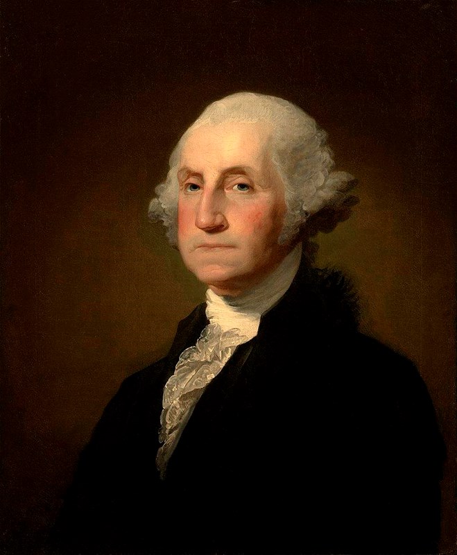 A Gilbert Stuart painting of George Washington.