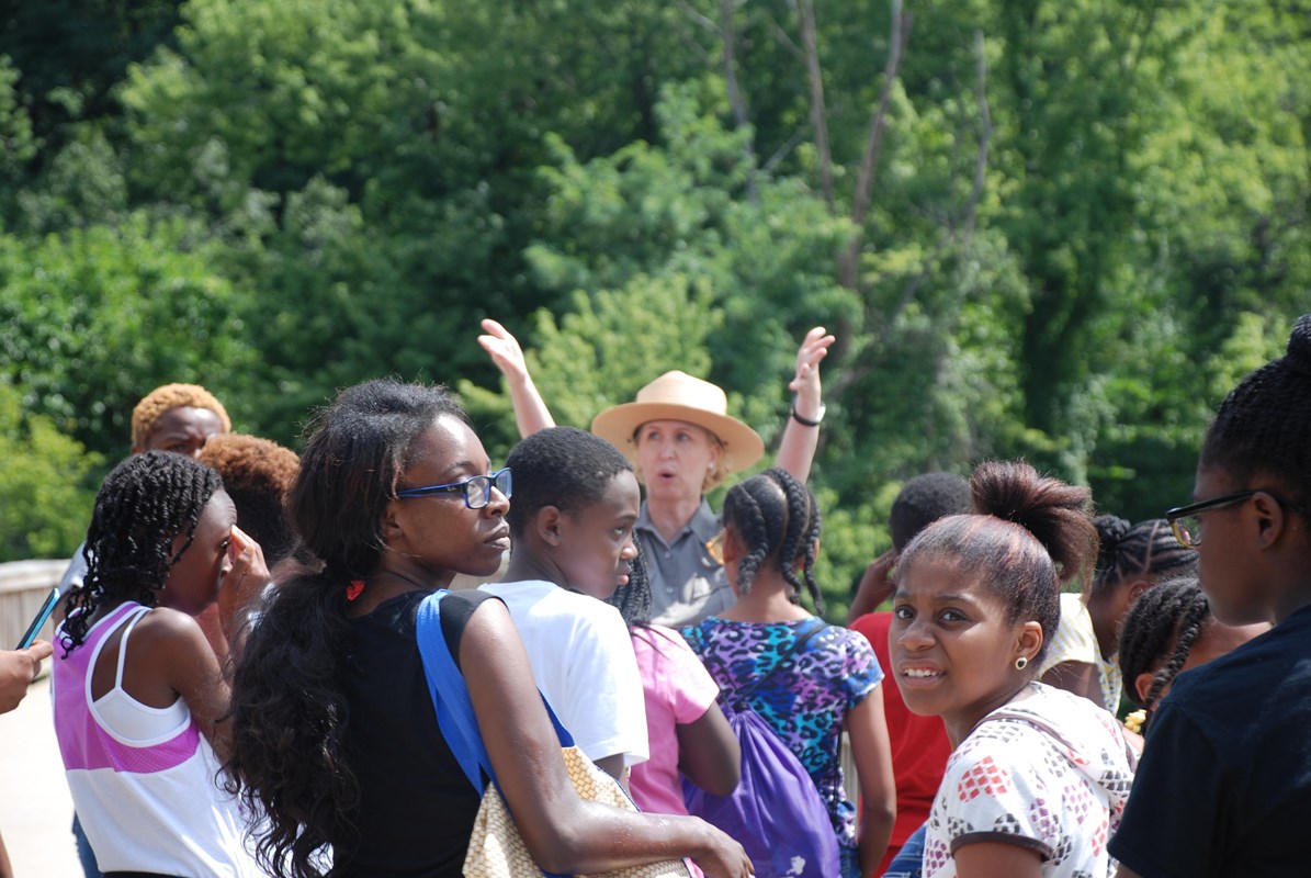 A ranger leads a tour.