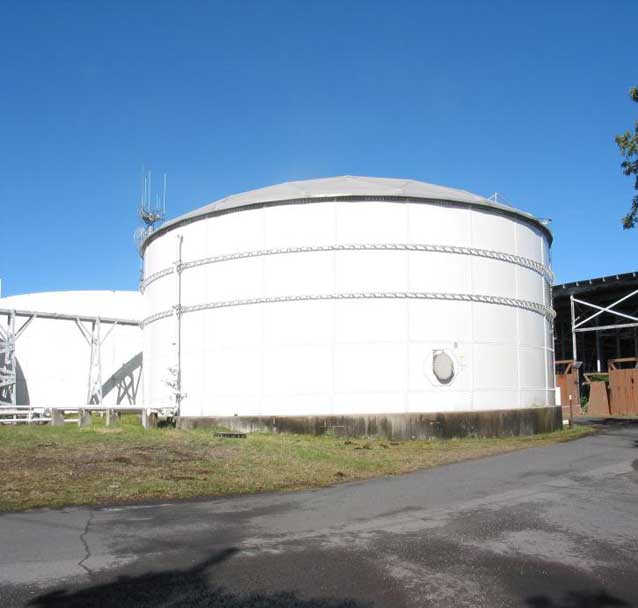 Two of the large water tanks that store rainwater at Hawai‘i Volcanoes National Park Two of the large water tanks that store rainwater at Hawai‘i Volcanoes National Park