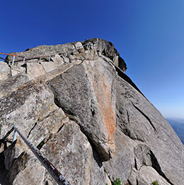 A stairway leads to the top of a granite dome A stairway leads to the top of a granite dome