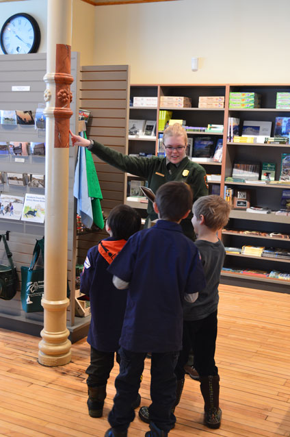 a Ranger with kids at the Calumet Visitor Center a Ranger with kids at the Calumet Visitor Center
