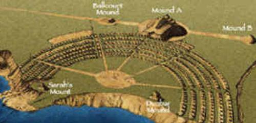 Integrated complex of earthen mounds, enormous concentric ridges, and a large plaza, Integrated complex of earthen mounds, enormous concentric ridges, and a large plaza,