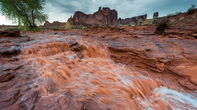 photo of a desert creek flash flood