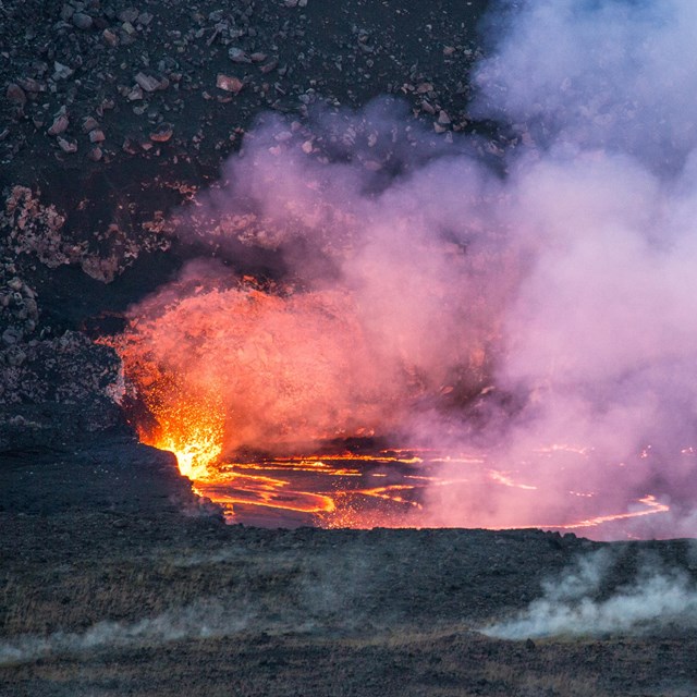 lava spewing out of volcano