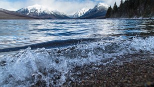 Water rushing onto shore at Lake Clark National Park.