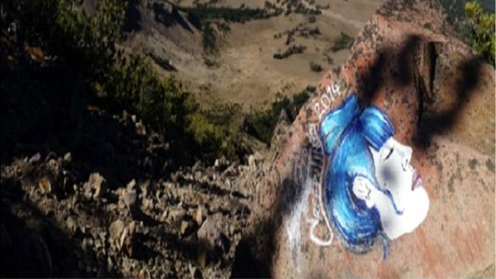 Vandalism at Crater Lake National Park. Image seized by the Investigative Services Branch.
